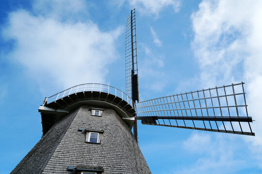 Traditional windmill with slate roofing