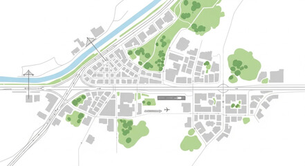 Urban Map with Green Spaces. © Box