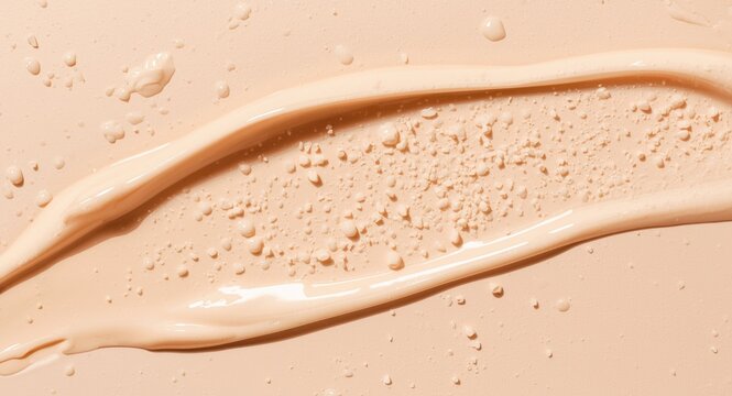 cosmetic cream texture spread with droplets and smears across smooth backdrop