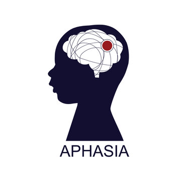 Child head icon. Aphasia concept