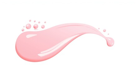 Chic pink nail polish drops creating softly curved waves on a white background highlighting wellness in manicure sessions