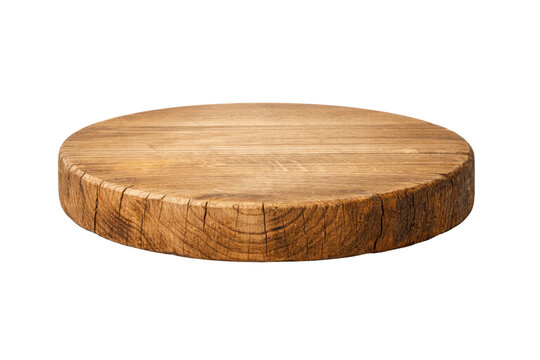 Round Wooden Cutting Board or Product Display Stand Isolated on White