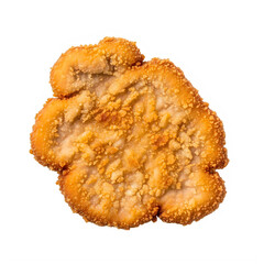 Crispy Golden-Brown Fried Chicken Nugget or Cutlet, Breaded and Perfectly Cooked, Isolated on a Deep Black Background. Delicious Fast Food Snack.