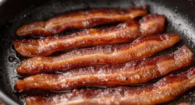 Crisping uncooked back bacon in a nonstick pan for a hearty morning dish
