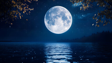 full moon over water