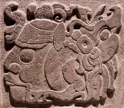 Mayan hieroglyph close up, Mexico City, Mexico.