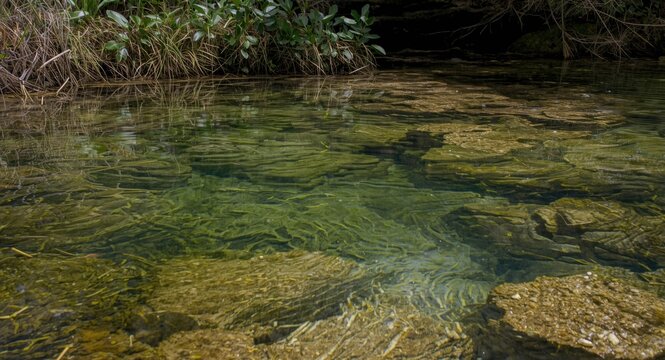 A fresh spring providing water to satisfy thirst on an adventure with copy space