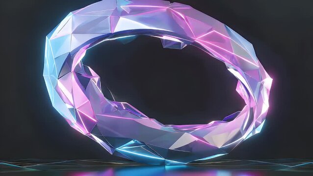 3d animation render of a Abstract ring rotating. Smooth hypnotic pattern. Infinite seamless loop. 3d animation render of a Abstract ring rotating with neon lights. Smooth hypnotic pattern. Infinite s