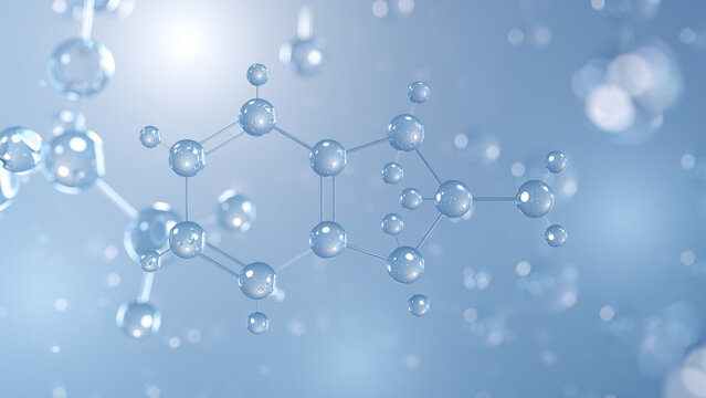2-aminoindane molecular structure 3d, central nervous system stimulant structural chemical formula view from a microscope