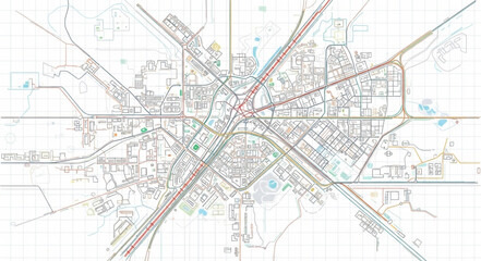 Obraz premium Vintage City Map Illustration Detail.