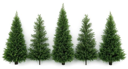 Fototapeta premium Decorative shrub clipping mask and fir tree garden design isolated on white background