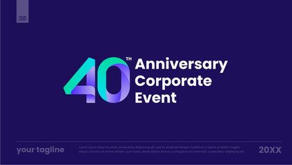 40th anniversary corporate event blue purple gradient logo banner template