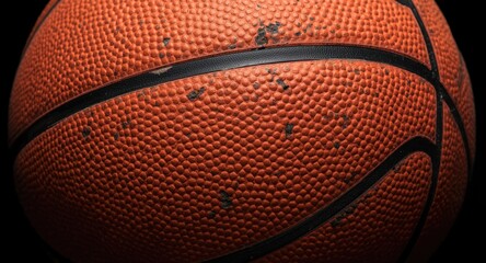 Basketball ball with heavy scuff marks and color fading