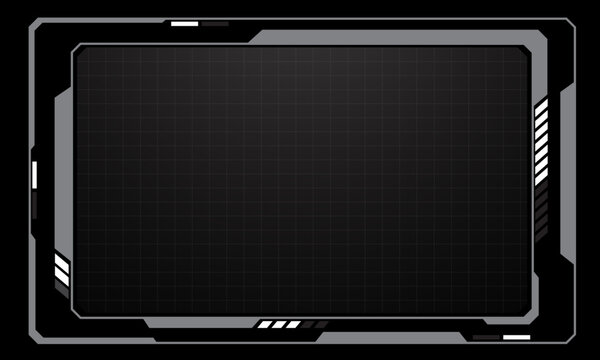 HUD frames grey user interface elements design modern technology futuristic control panel screen digital hologram window gaming menu touching cyber monitor set on black background vector