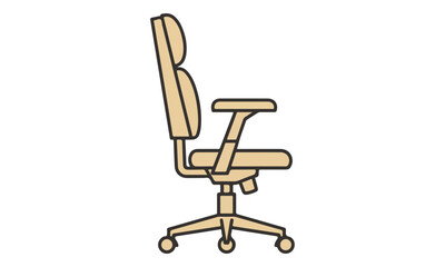 Modern Beige Ergonomic Office Chair Illustration Side View
