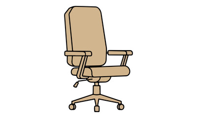 Modern Tan Ergonomic Office Chair Illustration on White Background