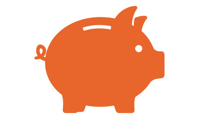 Orange piggy bank silhouette icon isolated on white background