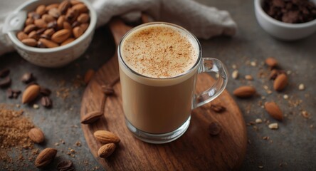 Classic masala chai latte enhanced with almond milk creaminess