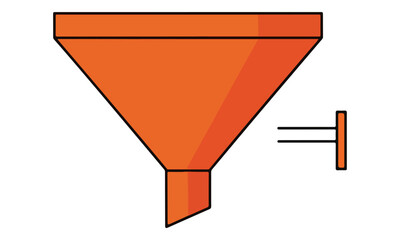 Flat Orange Sales Funnel Illustration on White Background
