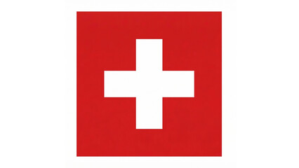 Obraz premium A vibrant red square featuring a bold white cross, symbolizing safety, neutrality, and precision