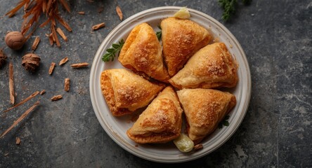 Crispy pastelitos with fried dough and sweet potato or membrillo filling