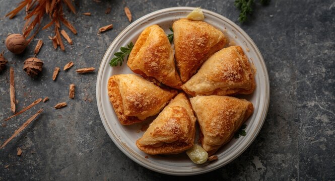 Crispy pastelitos with fried dough and sweet potato or membrillo filling