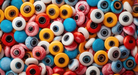 Fototapeta premium Brilliant mix of googly eyes in cheerful hues ideal for craft projects
