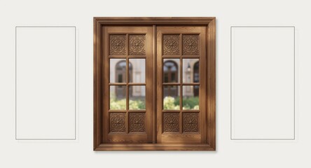 Decorative wooden windows showcasing fine craftsmanship