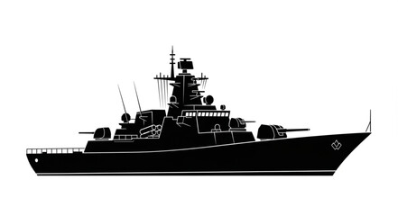 Warship Silhouette Naval Vessel. © Huda