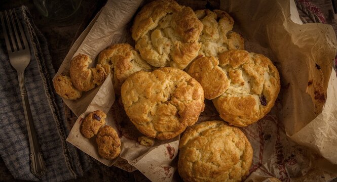 Top perspective of authentic Scottish tattie scones made with potatoes for morning meal