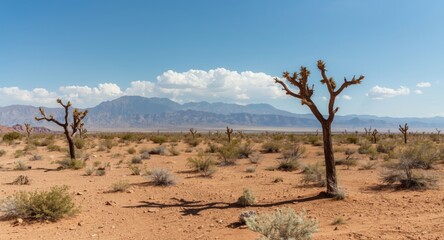 scenic view of a barren desert landscape with sparse vegetation