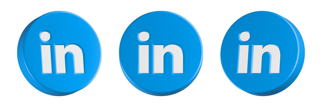 linkedin icon 3d rendering app web button
