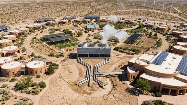Geothermal Energy Plant with Solar in Desert