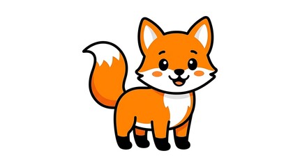 Obraz premium Cartoon Fox Illustration with White Background.