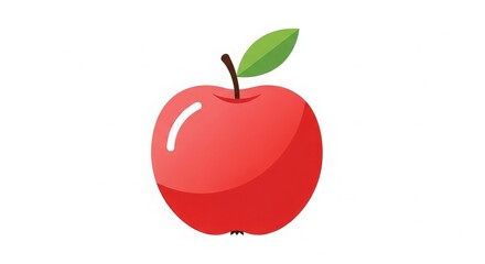 Fototapeta premium Stylized Red Apple with Leaf