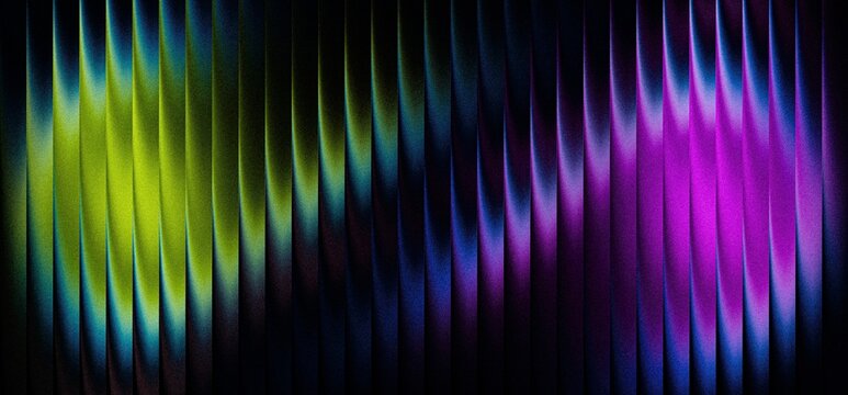 Abstract wavy pattern with vibrant neon colors of blue, purple and green creating dynamic light motion effect