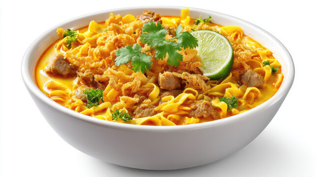 transparent thai khao soi moo pork curry noodles