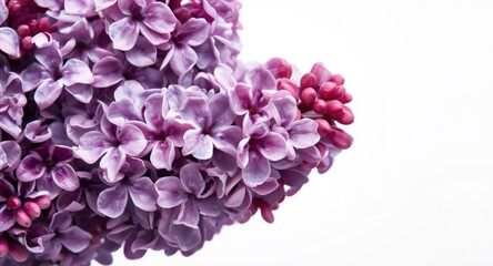 Obraz premium Closeup of lilac blooms on a pure white backdrop
