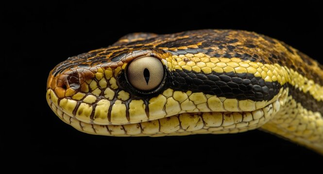 Close detailed view of Trimeresurus puniceus snake head profile