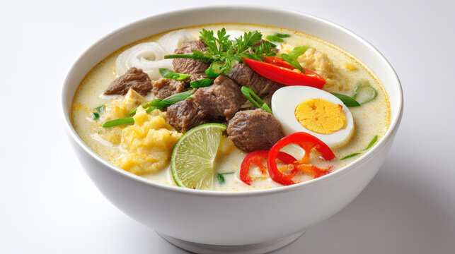 soto betawi beef soup with herbs and spices