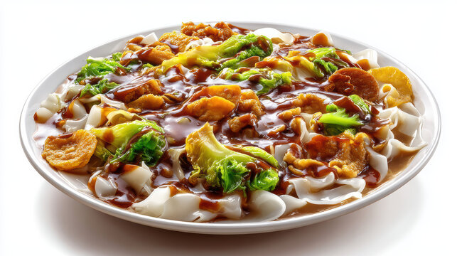transparent malaysian wantan hor fun flat rice noodle dish