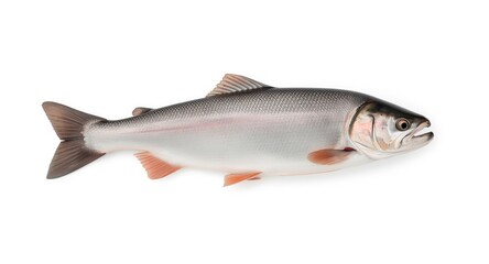 Obraz premium Atlantic salmon side view on a bright white studio background