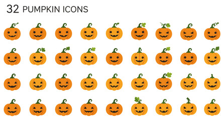 Fototapeta premium Happy Pumpkin Icons for Autumn and Halloween