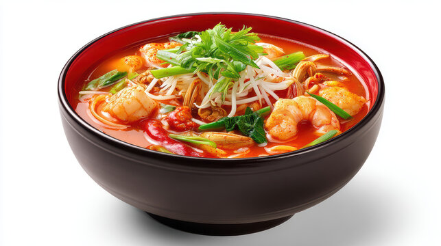 spicy korean jjamppong seafood noodle dish