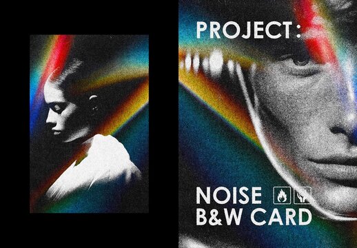 B&W Noise Poster Photo Card Effect Mockup