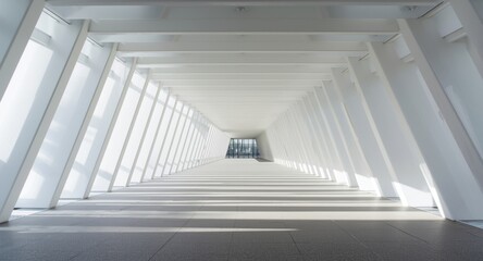 Obraz premium Bright Modern Architecture Corridor with Minimalist Structural Elements