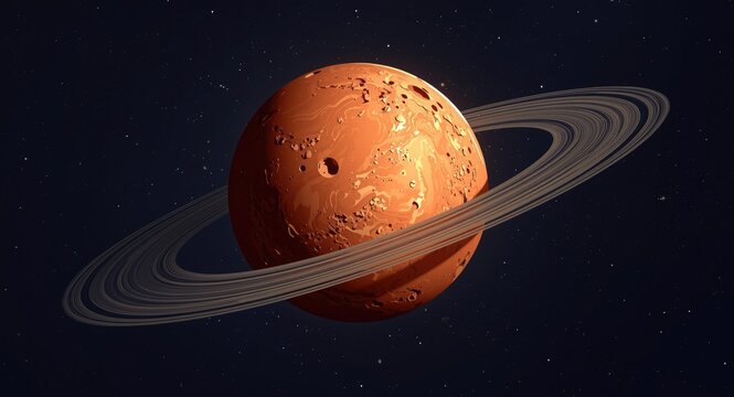 Artistic 3D cartoon portrayal of the Ceres dwarf planet in orbit