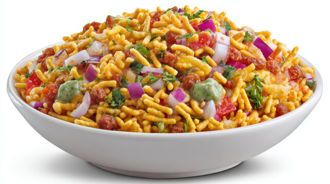 transparent indian bhel puri puffed rice with chutney