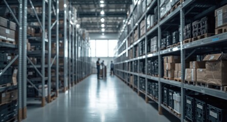 Fototapeta premium Warehouse storage solutions showcasing efficient inventory management system