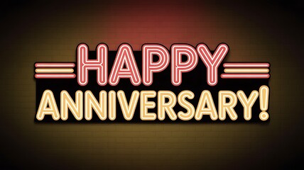 Obraz premium Happy anniversary neon sign